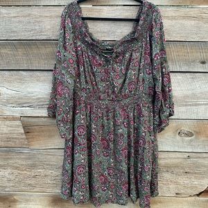 Torrid 4X Off the Shoulder Green Floral Dress